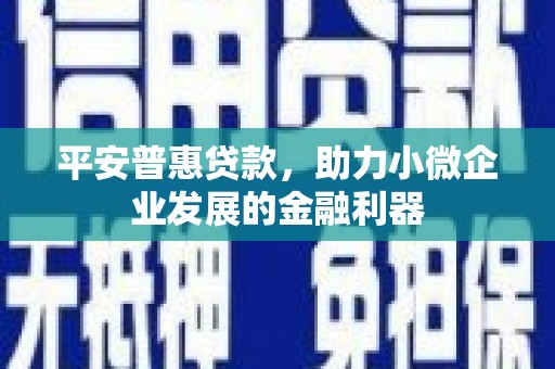 江城平安普惠贷款，助力小微企业发展的金融利器