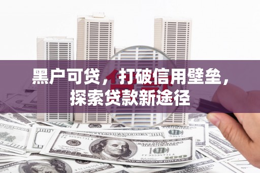 江城黑户可贷，打破信用壁垒，探索贷款新途径