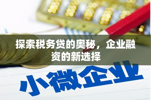 江城探索税务贷的奥秘，企业融资的新选择