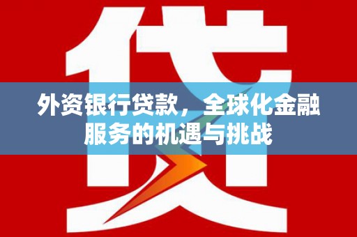 江城外资银行贷款，全球化金融服务的机遇与挑战