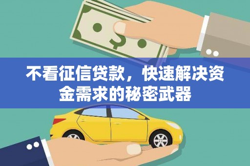 江城不看征信贷款，快速解决资金需求的秘密武器
