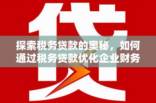 江城探索税务贷款的奥秘，如何通过税务贷款优化企业财务