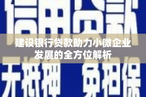 江城建设银行贷款助力小微企业发展的全方位解析