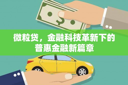 江城微粒贷，金融科技革新下的普惠金融新篇章