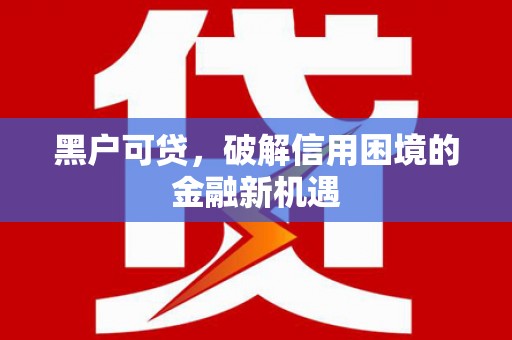 江城黑户可贷，破解信用困境的金融新机遇